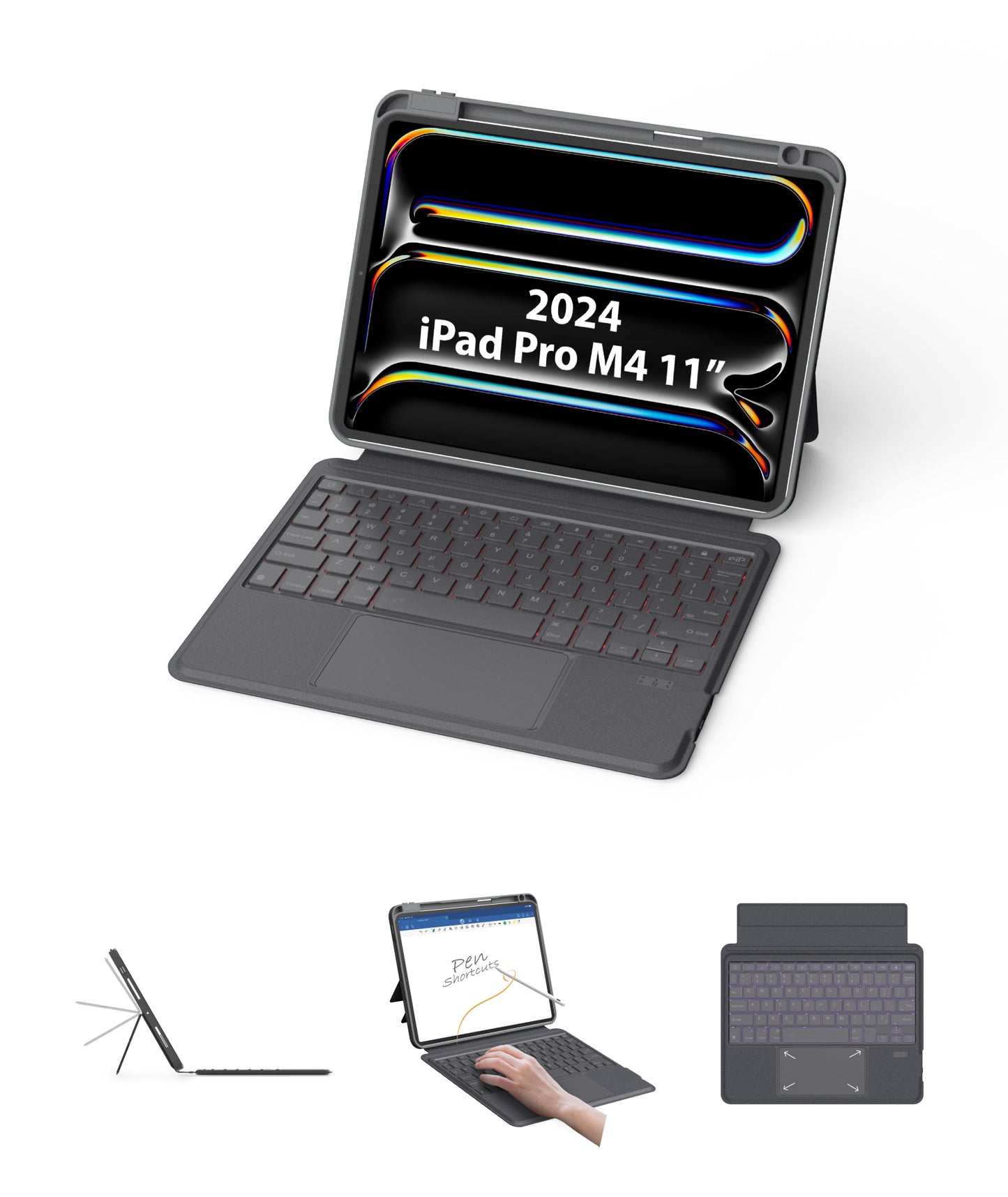 EIP Bluetooth Keyboard Case for iPad Pro 11 inch (M4) 2024 [US Layout]