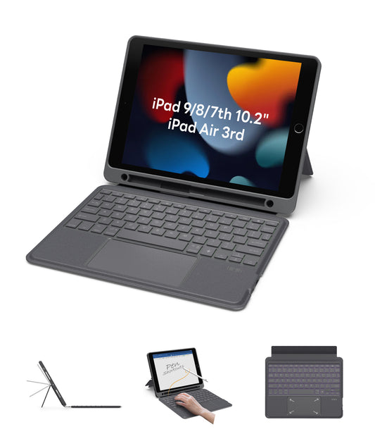 EIP Bluetooth Keyboard Case for iPad 10.2 inch (7th/8th/9th Gen) & iPad Air 10.5 inch (3rd Gen)[US Layout]