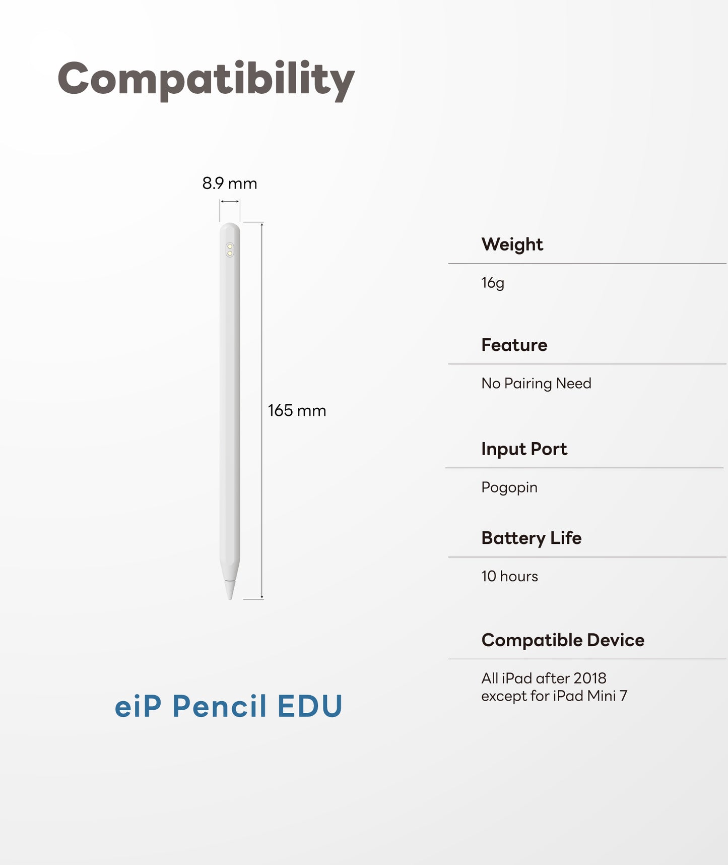 eiP EDU Pencil for iPad, Magnetic Charging for Pogo Pin Station [Contact us at service-us@lemeng.com.tw]