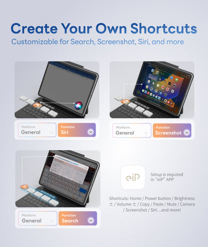 EIP Hyperkeys Keyboard for iPad 11th (A16) 2025 / 10th 2022 Generation, Magic Keyboard with Customizable Shortcuts