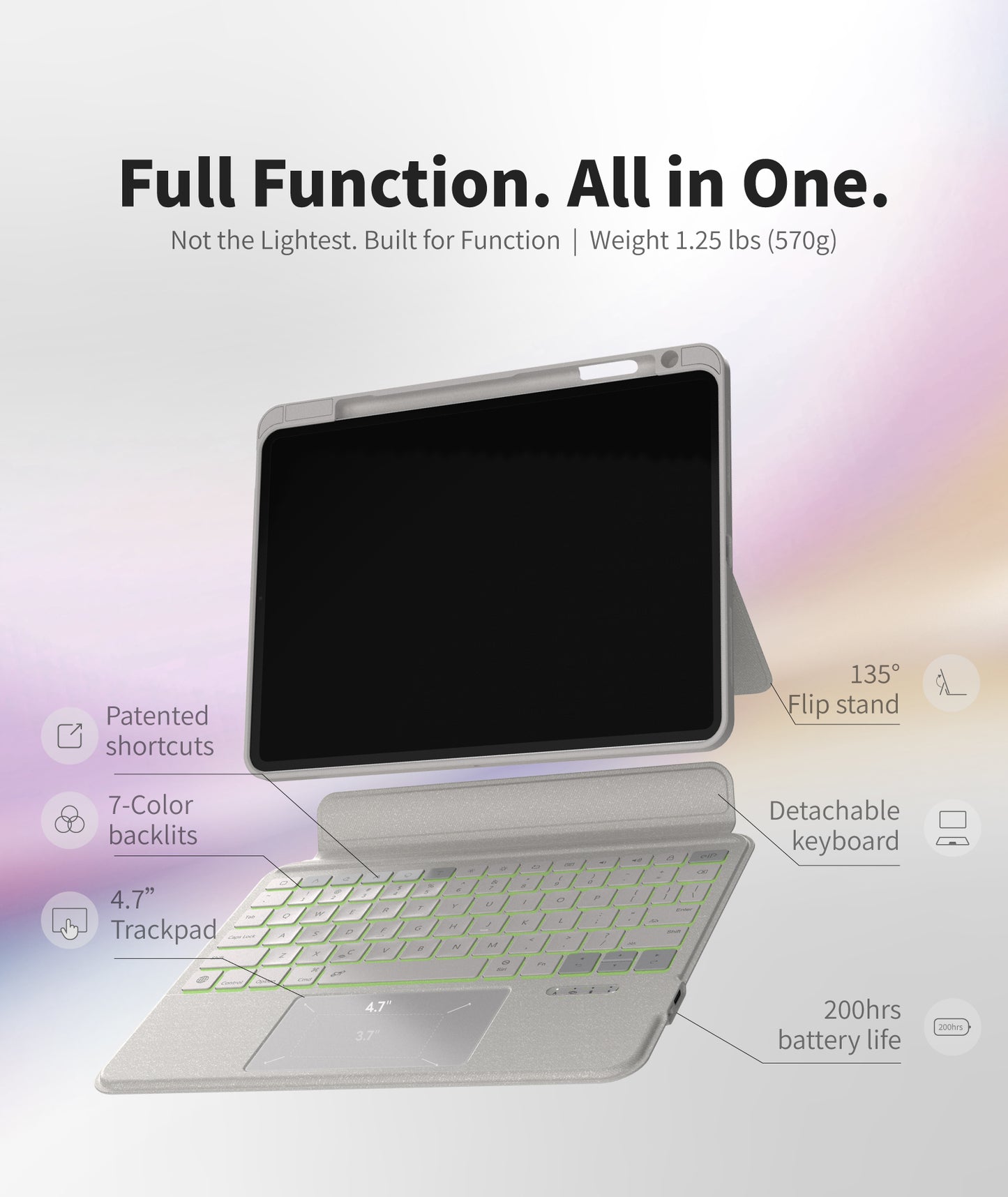 EIP Magnetix Keyboard Case for iPad - White [US Layout]