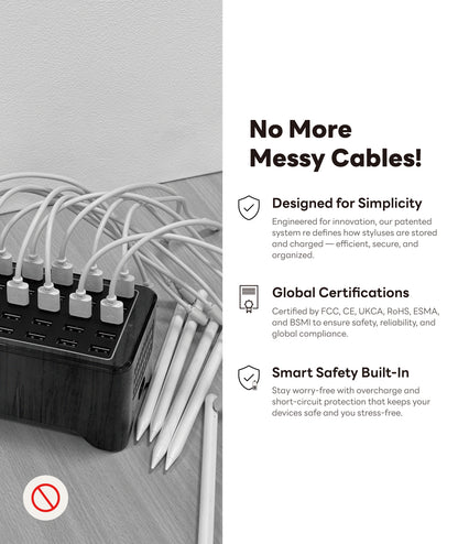 eiP USB-C Charging Station for iPad & Chromebooks Stylus, 30-Slot USB-C [Contact us at service-us@lemeng.com.tw]