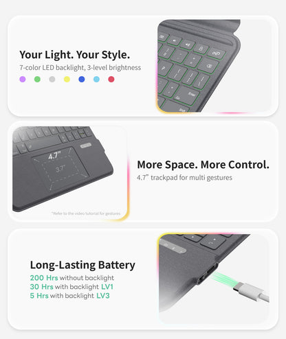 EIP Bluetooth Keyboard Case for iPad Air 13 inch (M4/M3 /M2)[US Layout]