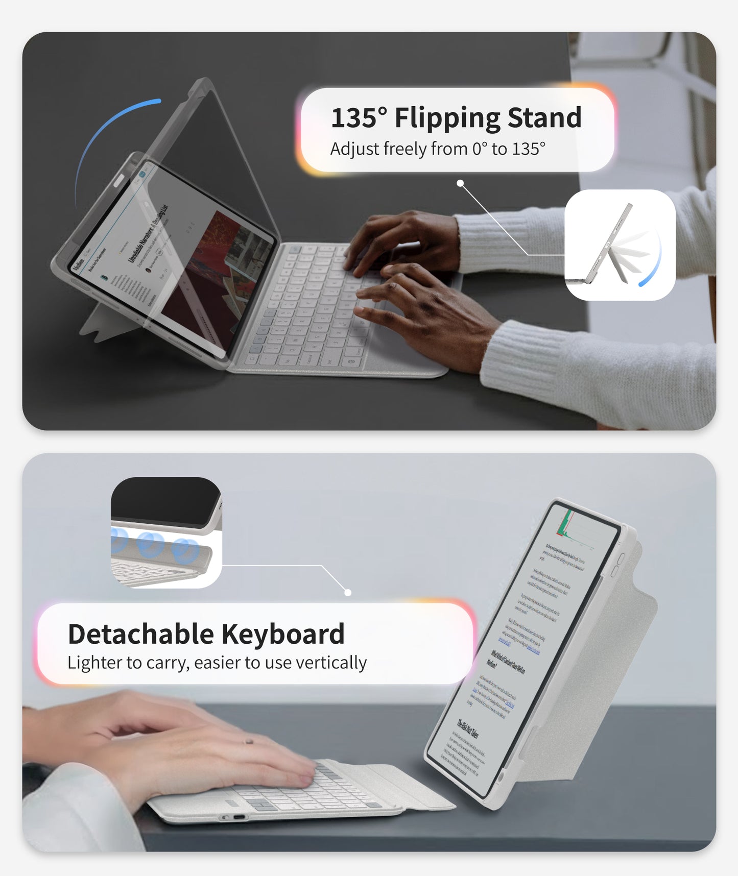 EIP Magnetix Keyboard Case for iPad - White [US Layout]