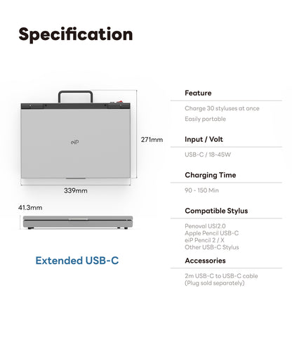 eiP USB-C Charging Station for iPad & Chromebooks Stylus, 30-Slot USB-C [Contact us at service-us@lemeng.com.tw]