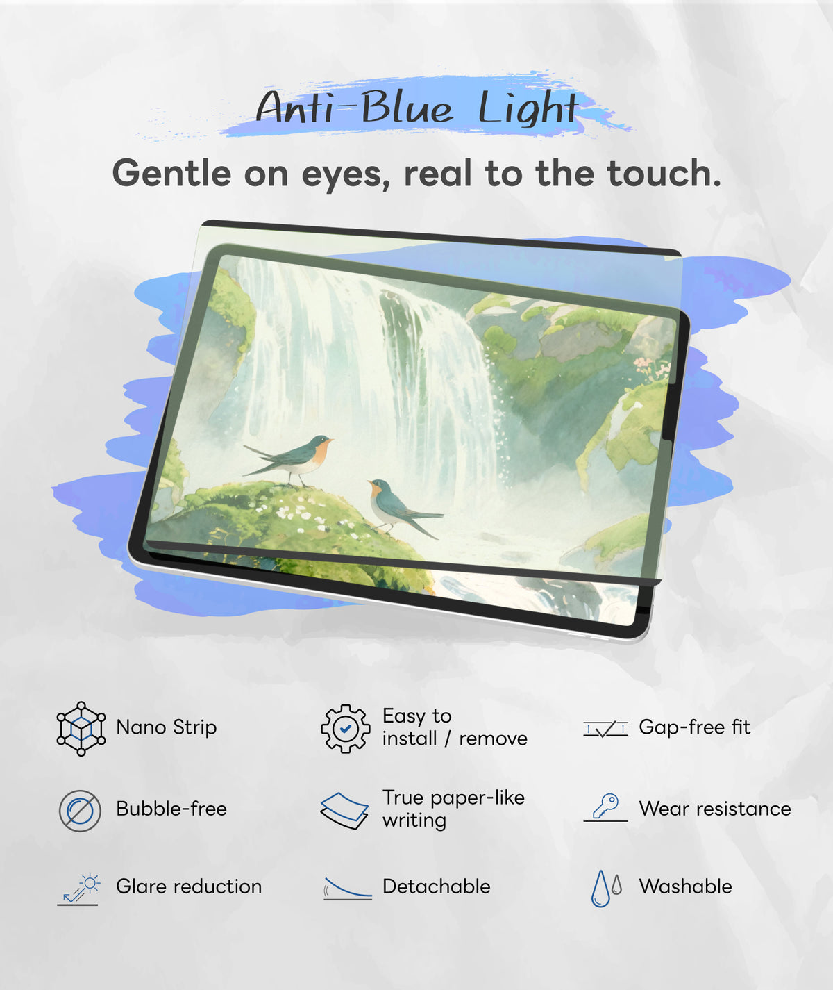 EIP Detachable Paper-feel Screen Protector - Anti-Blue Light iPad