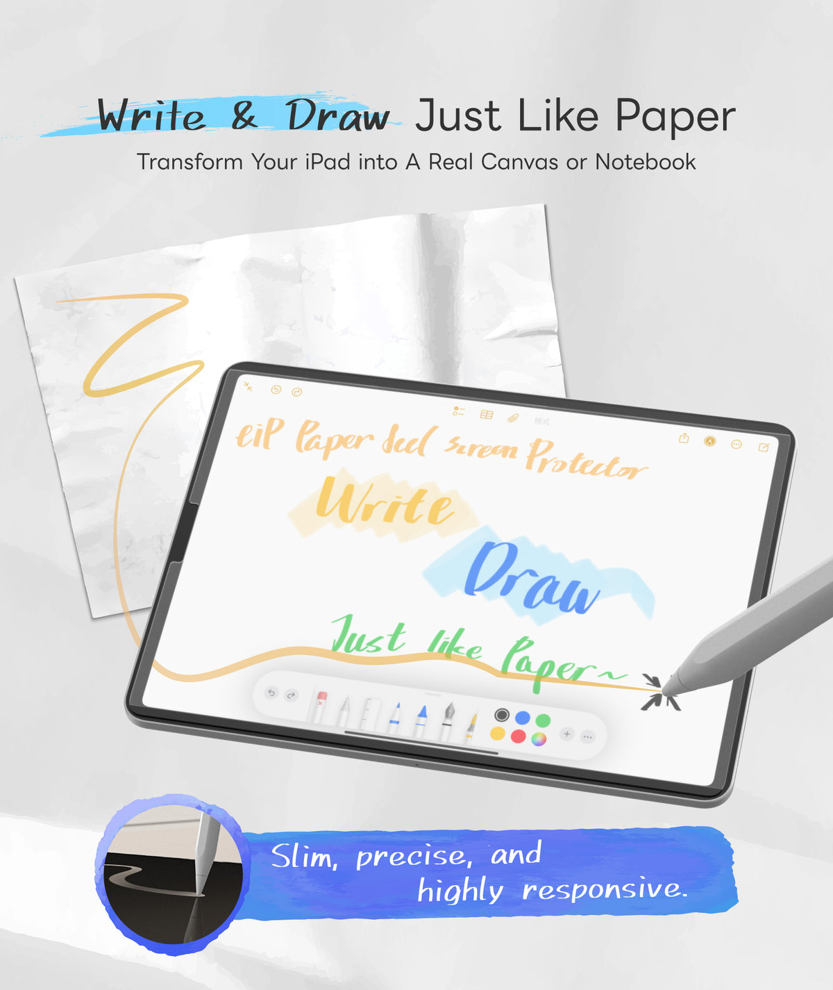 EIP Detachable Paper-feel Screen Protector - Anti-Blue Light iPad