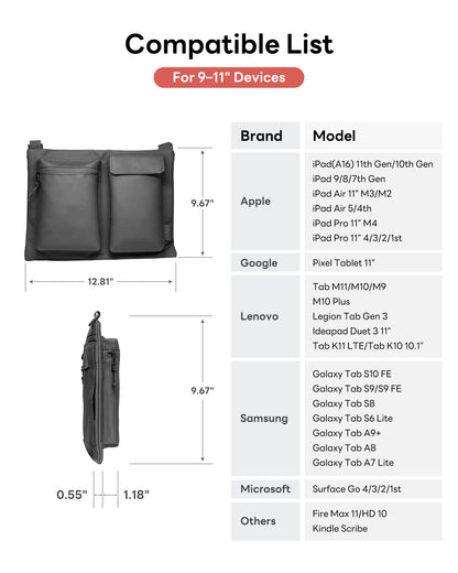 EIP 9-11 Inch Tablet Sleeve Bag with Shoulder Strap